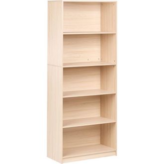 Beliani Estanter&iacute;a De 5 Niveles Librer&iacute;a Estilo Minimalista Aglomerado Marr&oacute;n Claro Zehna
