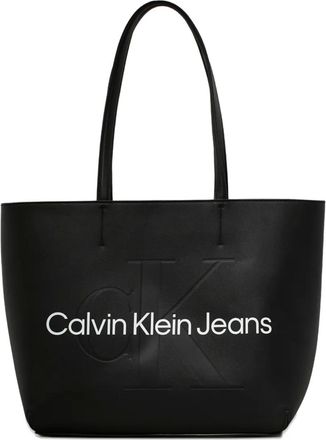 Calvin Klein medium embossed-logo tote bag - Zwart