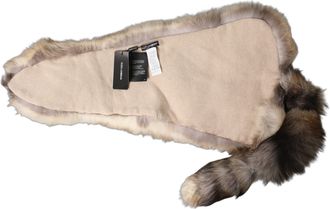 Dolce & Gabbana Brown Frost Fox Fur Neck Warmer Winter Womens Scarf