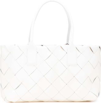 Bottega Veneta Pre-owned Womens Woven Leather Tote - White - One Size