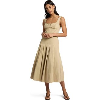 Onia Sweetheart Pleated Dress in Jute at Nordstrom, Size 00