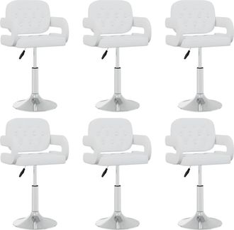 vidaXL Vidaxl - Sillas De Comedor Giratorias 6 Uds Cuero Sint&eacute;tico Blanco
