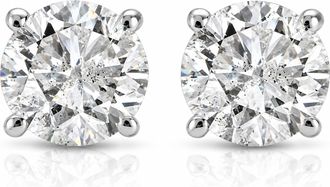 Pompeii3 1/2Ct Round Diamond Studs Earrings in 14K White Or Yellow Gold Basket Setting