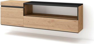 Skraut Home Skraut Home - Mueble tv, Televisión, Muebles de salón, almacenaje, 150x45x35cm, Para tv hasta 65, Colgado, Suspendido, Estilo Moderno, Roble y negro