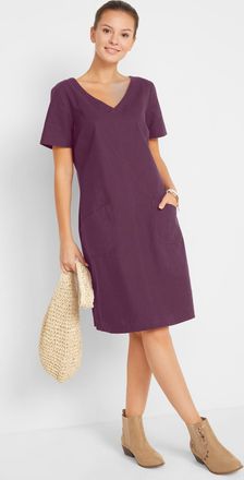 Bonprix Minikleid BONPRIX Minikleid mit Leinen, Damen, Gr. 40, N-Gr, lila (holunderbeere), Obermaterial: 55% Leinen, 45% Baumwolle, A-Linie, Kleider Minikleid