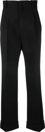 Gucci Tailored Wide-Leg Wool Broeken - Dames - Wijde Broeken - Zwart - S - Wol - Broeken