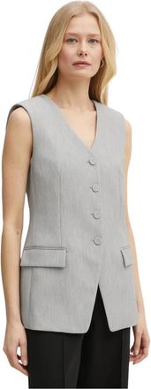 Patrizia Pepe V-neck Vest - Dames - Gillet - Grijs - S - Leer - Kostuums