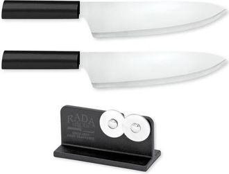 Rada Cutlery 8.5-Inch French Chef Knife Set of 2 & Quick Edge Knife Sharpener in Black at Nordstrom