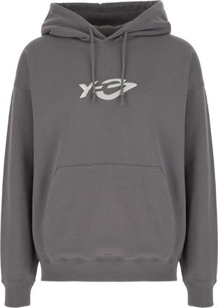 Yohji Yamamoto French Terry Liquid Logo Hoodie - Heren - Hoodies - Grijs - S - Katoen - Hoodies & sweatvesten