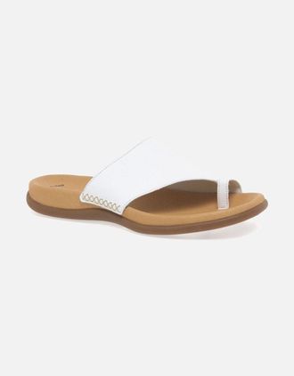 Gabor Womens Lanzarote Toe Loop Womens Mules - White Lea - Size: 6