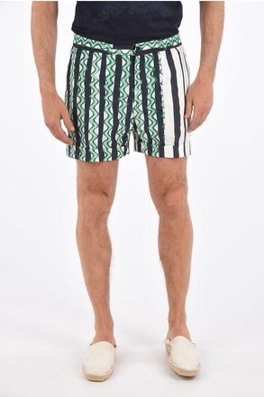 Neil Barrett Box Fit Shorts in Bianco, Verde