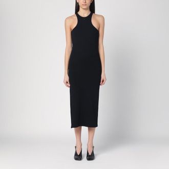 Courrèges Black ribbed midi dress