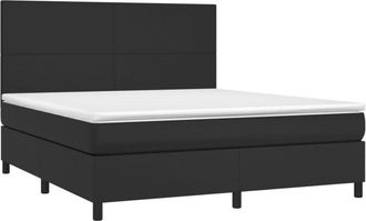 vidaXL Vidaxl - Cama Box Spring Colch&oacute;n Y Led Cuero Sint&eacute;tico Negro 180x200 Cm