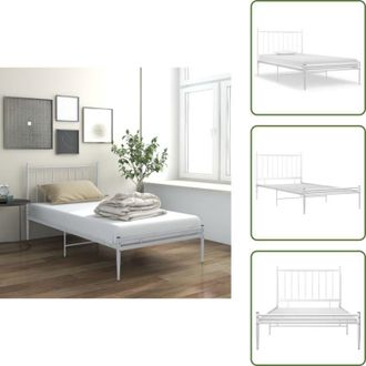 vidaXL The Living Store Giroletto Bianco in Metallo 100x200 cm - Letto singolo