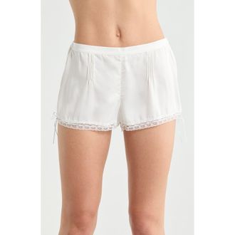 Etam Nyah Lace Trim Pintuck Detail Pajama Shorts in White at Nordstrom, Size X-Small