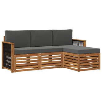 vidaXL Conjunto De Sof&aacute;s De Exterior 4 Pcs Natural Y Antracita Vidaxl