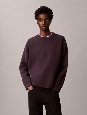 Calvin Klein Jeans Calvin Klein Mens Textured Logo Graphic Relaxed Sweater - Purple - 2XL