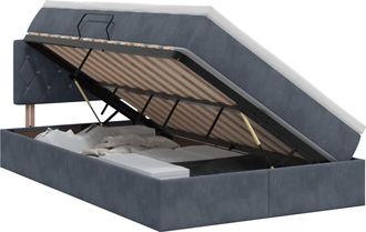 vidaXL Cama Con Almacenamiento Gris Oscuro 120 X 200 Cm Terciopelo Vidaxl