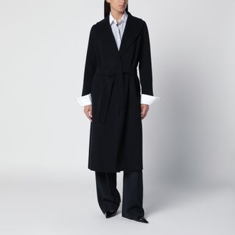 Max Mara Cappotto a vestaglia blu scuro in lana
