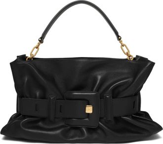 Balmain Anthem Draped Leren Schoudertas - Dames - Handtassen - Zwart - ONE Size - Leer - Tassen