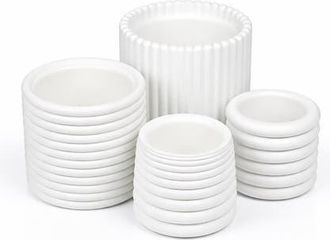 Jonathan Y Designs Silas Modern Minimalist Handmade Concrete Fluted Sculptural Cylinder Planter Set with Drainage Holes in White at Nordstrom