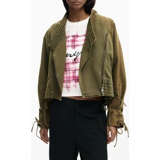 Desigual Cotton Twill Utility Jacket in Military Green at Nordstrom, Size X-Small