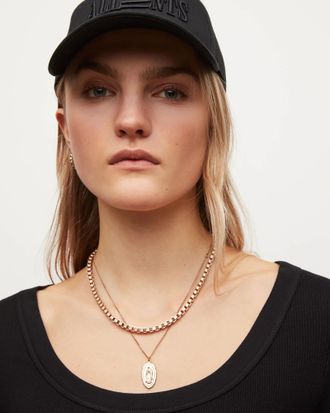 AllSaints Lace Saint Gold Vermeil Pendant Necklace, Size: One Size