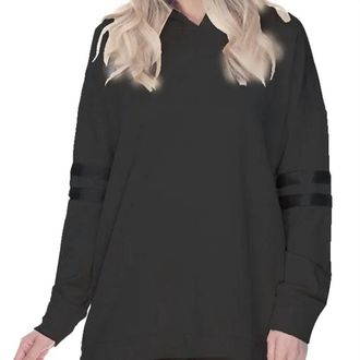 Pj Harlow Pj Harlow Destiny French Terry Hooded Sweatshirt With Satin Trim In Black