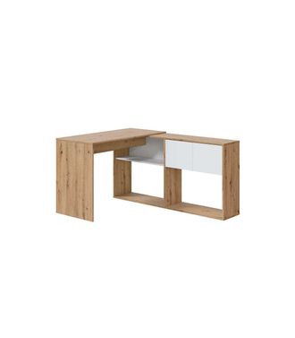 F.R.S. Frs - Escritorio Con Estanter&iacute;a Reversible Gema En Blanco Artik Y Roble Nordi 72,5 Cm (alto) X 112 Cm (ancho) X 144 Cm (prof.)