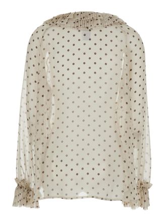 P.A.R.O.S.H. Womens Blouse Tech Fabric, Beige Polyester Blouses Shirt