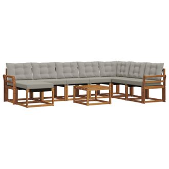vidaXL Conjunto De Sof&aacute;s De Exterior 9 Pcs Gris Natural Y Claro Vidaxl