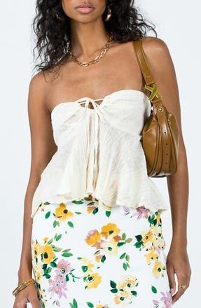 Princess Polly Summer Nights Strapless Stretch Organic Cotton Top in Ivory at Nordstrom Rack, Size 10