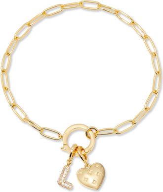 Brook & York Lillian Initial Heart Charm Bracelet in Gold L at Nordstrom