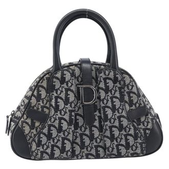 Dior Trotter Double Saddle Canvas Black Canvas Handbag (Pre-Owned)