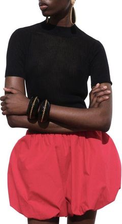 Mango Short Sleeve Crop Sweater in Black at Nordstrom, Size Medium