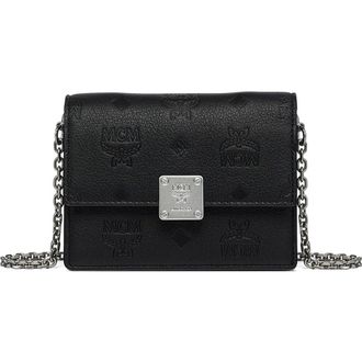 MCM Mini Aren Chain Wallet in Embossed Monogram Leather in Black at Nordstrom