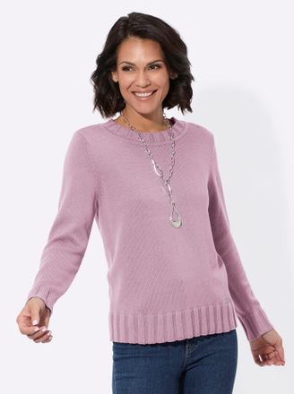 Casual Looks Strickpullover CASUAL LOOKS Pullover, Damen, Gr. 54, rosa (ros&eacute;), 50% Baumwolle, 50% Polyacryl, unifarben, Pullover Strickpullover