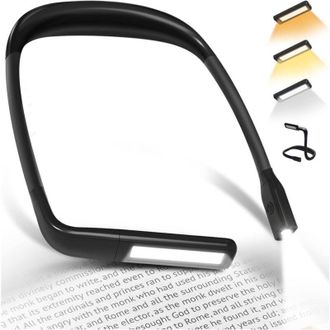 Elle L&aacute;mpara De Lectura Para El Cuello - L&aacute;mpara De Lectura Recargable Para La Cama, Luz Led Flexible De 3 Colores Para El Cuello, Ideal Para Libros, Tejer