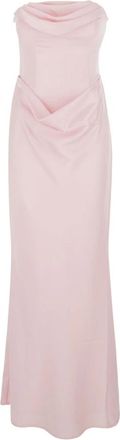 Rotate Lange jurk met draperie - Dames - Avondkleed - Roze - M - Kleedjes