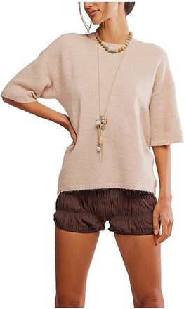 Free People Margot Sweater T-Shirts Womens Sweater Pearl Melange : LG (Womens 12-14), Acrylic/Elastane/Polyamide