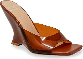Chase + Chloe by Intouch Footwear Alia Clear Strap Wedge Sandal in Clear Brown at Nordstrom Rack, Size 8.5