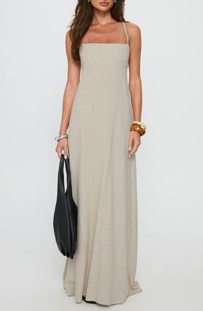 Princess Polly Solie Tie Back Maxi Dress in Natural at Nordstrom, Size 12