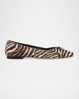 Veronica Beard Cailey Zebra Calf Hair Ballerina Flats