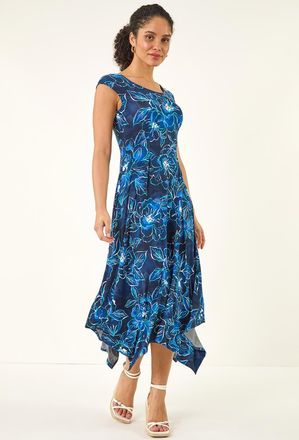 Roman Floral Print Stretch Maxi Dress
