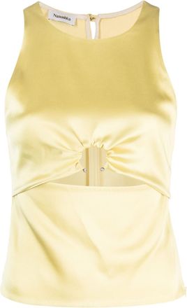 Nanushka cut-out sleeveless satin top - women - Polyester/Triacetate - S - Yellow