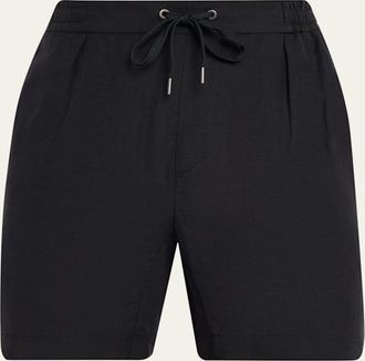 Ralph Lauren Purple Label Mens Silk and Linen Double-Pleated Drawstring Shorts