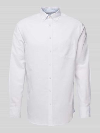 Christian Berg Freizeithemd mit Button-Down-Kragen und Streifenmuster in Weiss, Gr&ouml;&szlig;e L