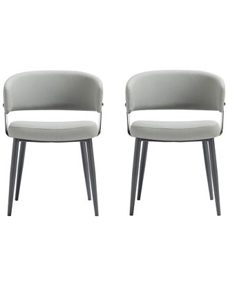 Manhattan Comfort Set Of 2 Luce Textured Leatherette Dining Chairs With Metal Legs