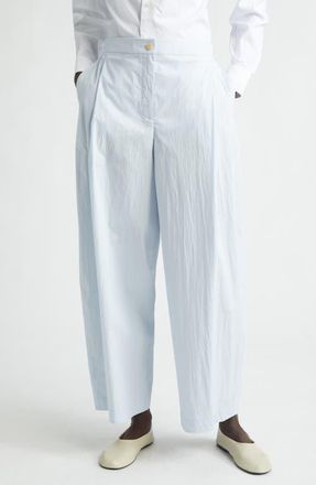 Lafayette 148 New York Cooper Pleated High Waist Barrel Leg Pants in Glacier Blue at Nordstrom, Size X-Small