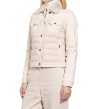 Moorer Womens Petunia Fur Jacket In Ecru
